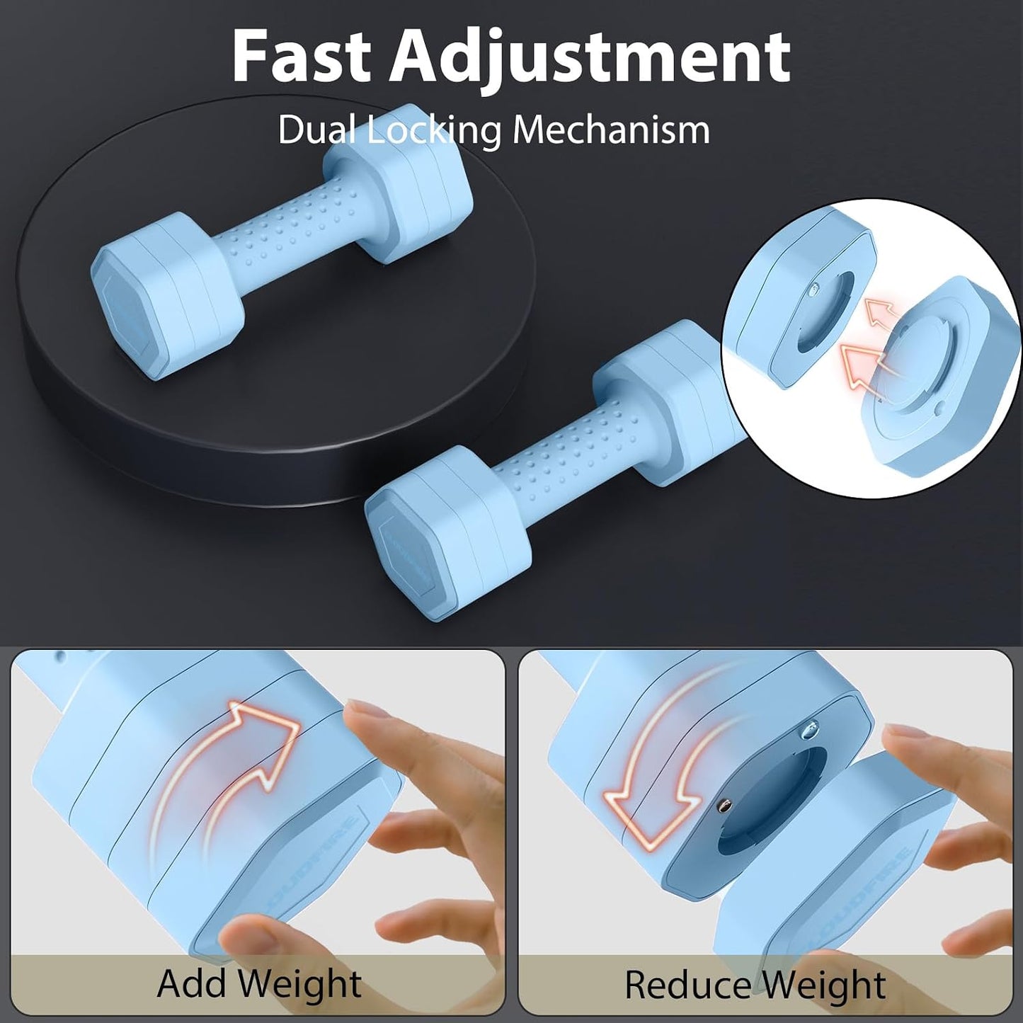 KIVOR 4-in-1 Adjustable Dumbbell Set | Non-Slip Home Workout Weights
